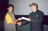 Nicholas and fellow ShriekFest Winner giving Box Cover Art Award to Nicholas